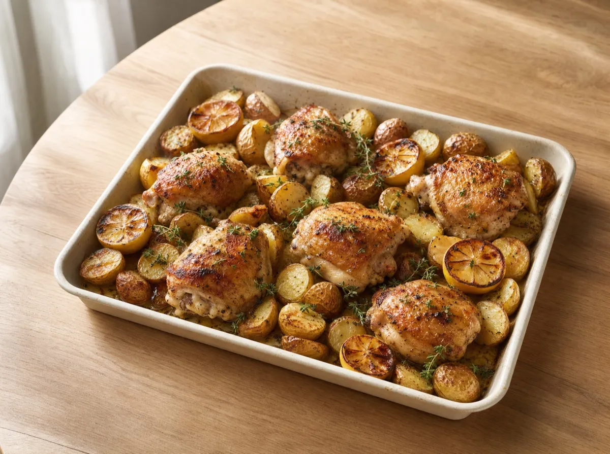 Sheet-pan chicken with lemon and potatoes